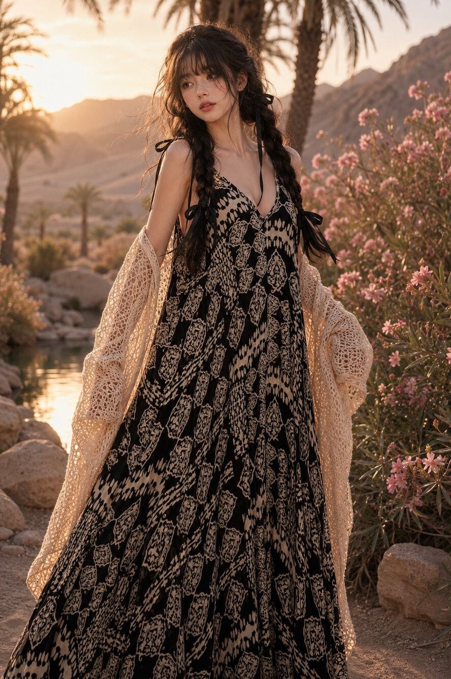 The Market Stroll Daydreamer wanderer flowing pocketed maxi dress